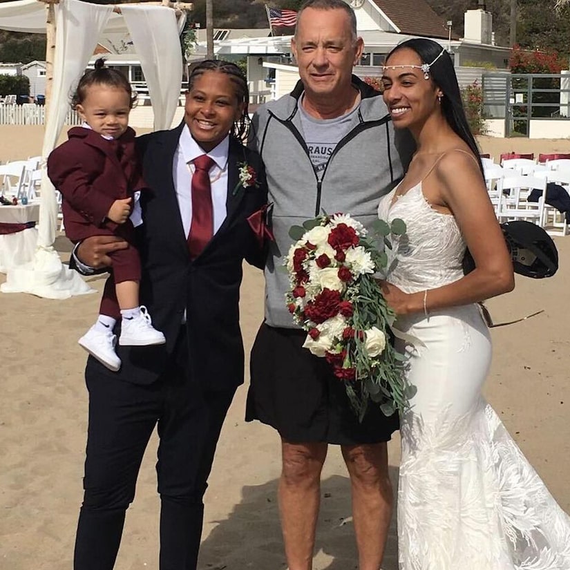 Tom Hanks surprises a couple at their wedding on the beach