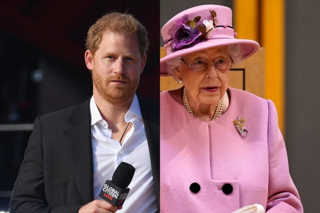 side by side photos of Prince Harry and Queen Elizabeth
