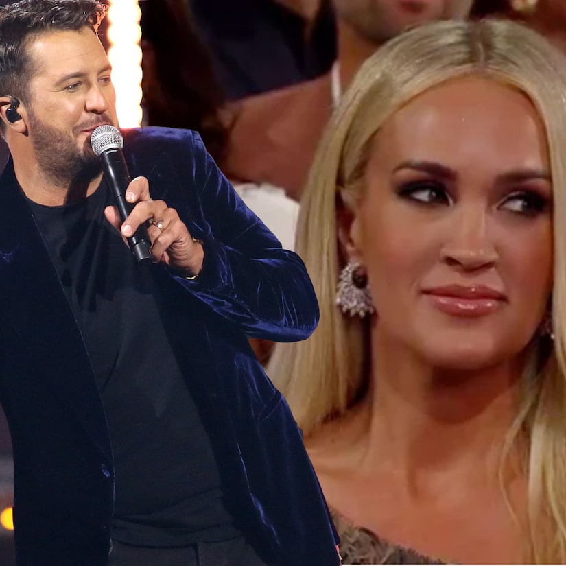 Carrie Underwood's Side-Eye to Luke Bryan's joke at the CMA Awards: