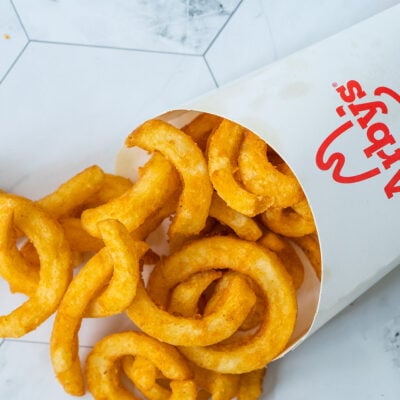 An order of Arby's curly cue fries