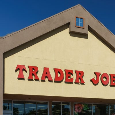 the sign at the front of a Trader Joes