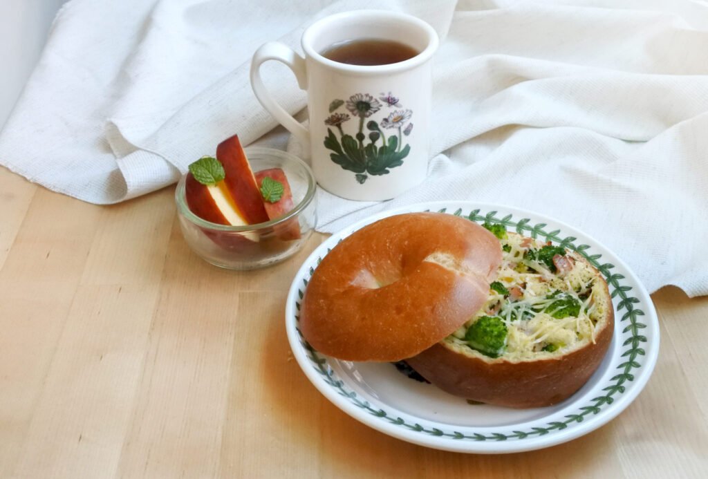 Quiche stuffed bagel