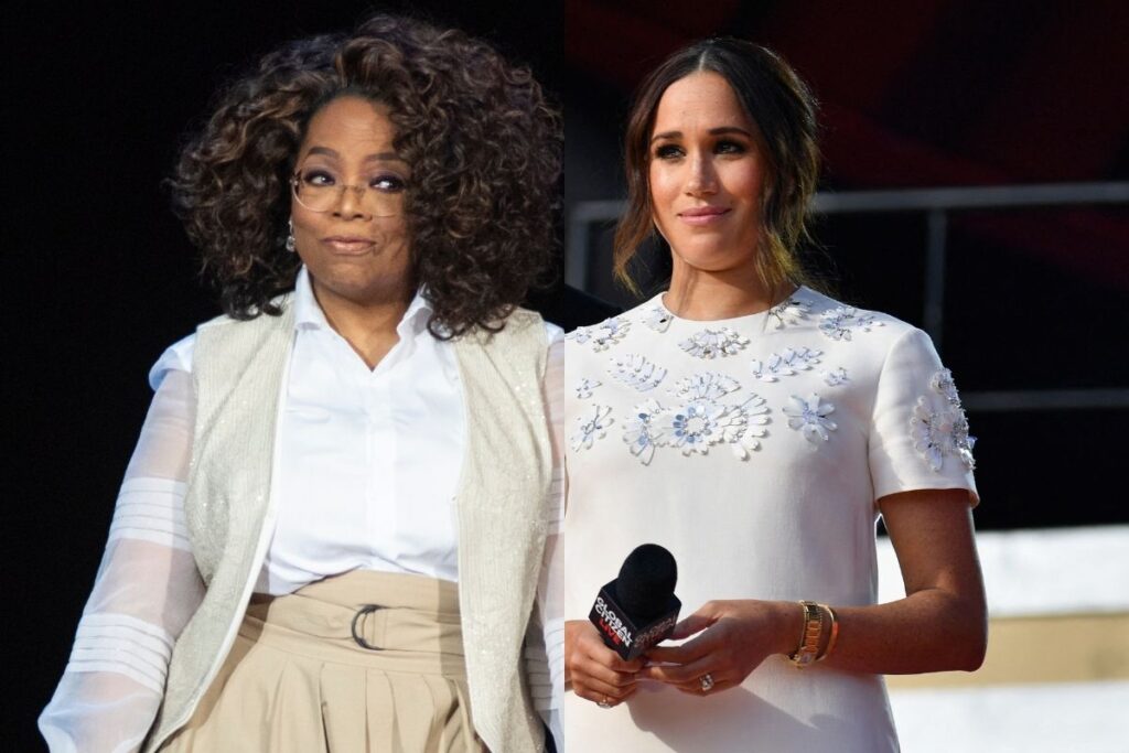 side by side photos of Oprah Winfrey and Meghan Markle