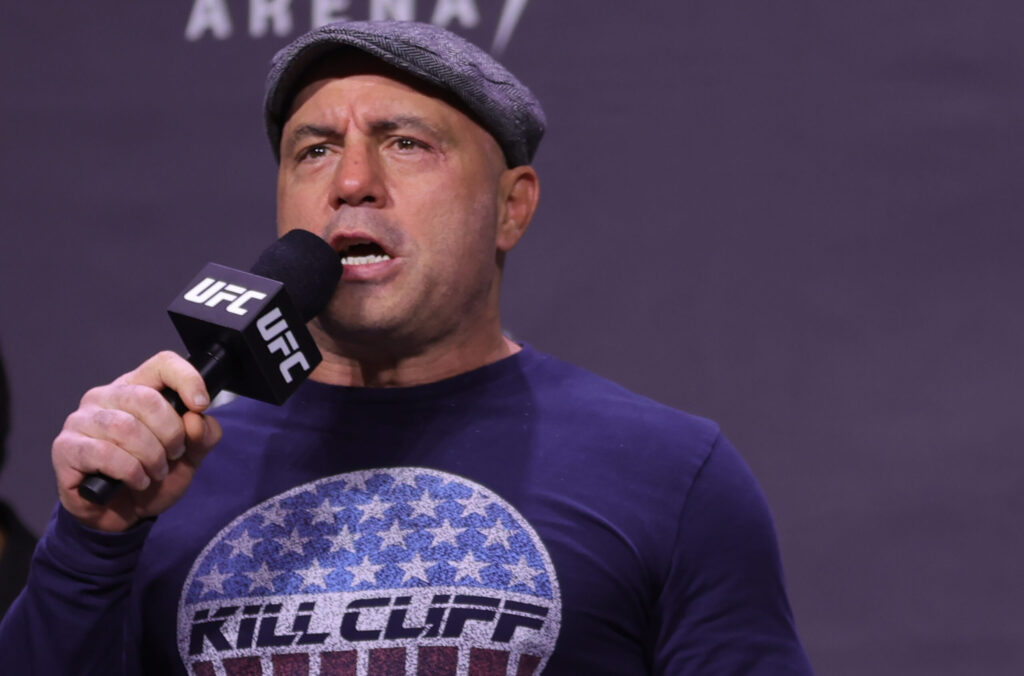 Joe Rogan introducing fighters at a UFC match