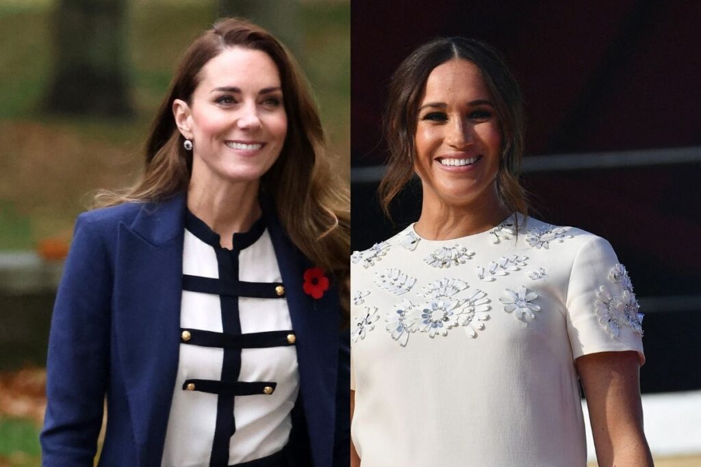 side by side images of Kate Middleton and Meghan Markle