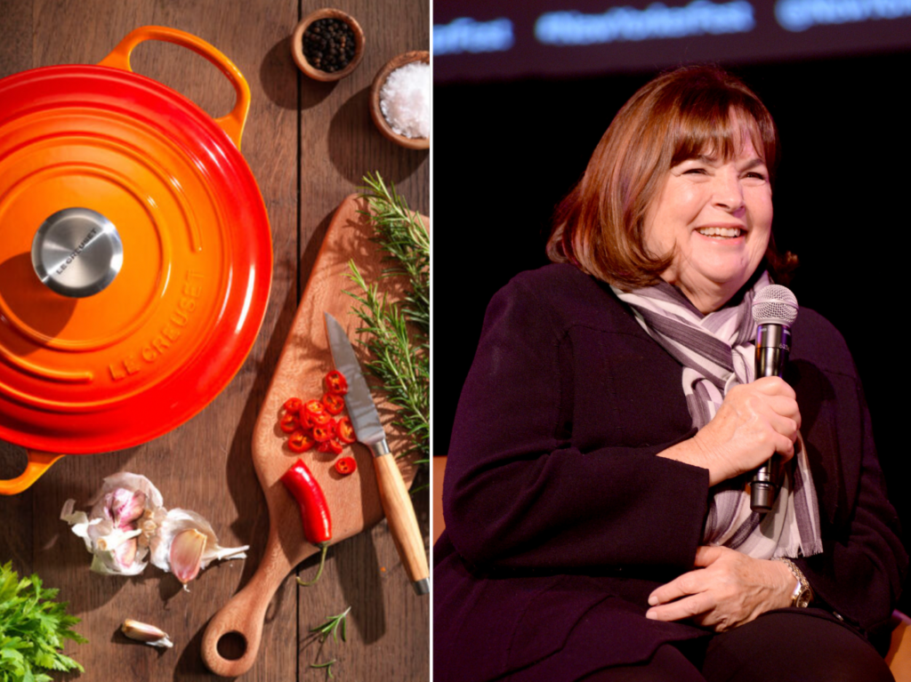 Side by side screengrabs of Ina Garten and her favorite cooking tools