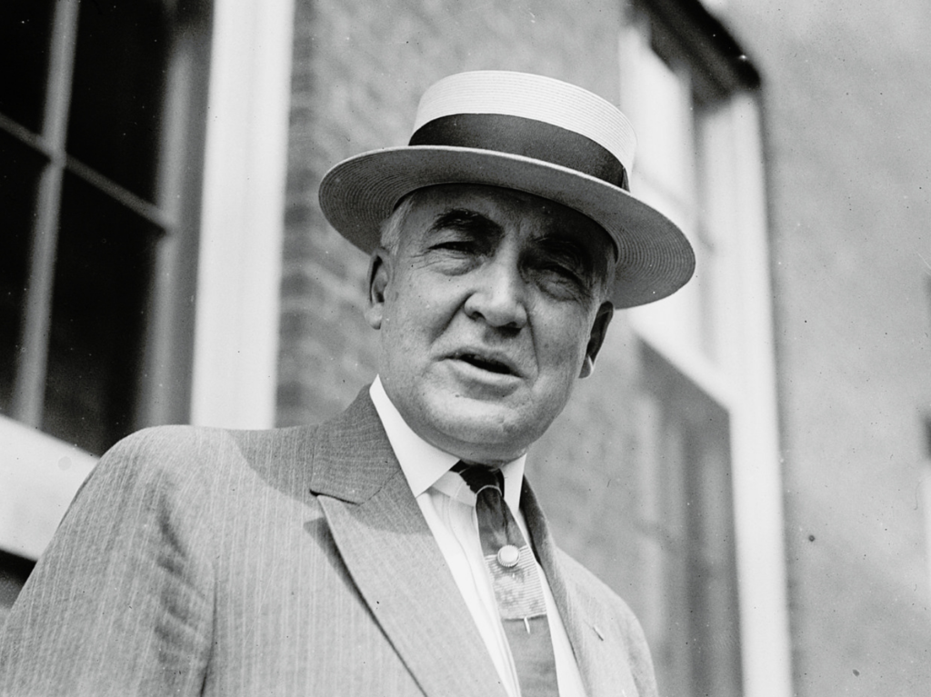 Warren G. Harding wearing hat and looking at camera