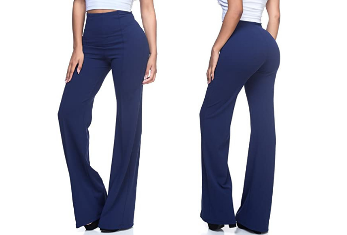 Navy blue high-waisted dress pants