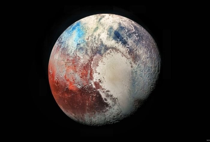 Close-up shot of Pluto in space