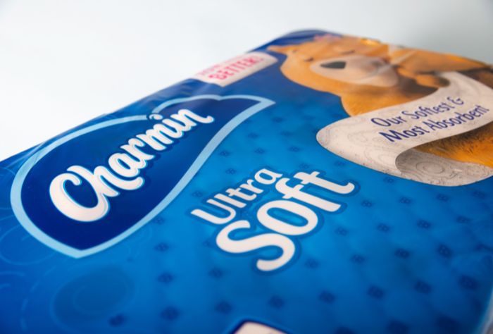 A package of Charmin Ultra Soft toilet paper