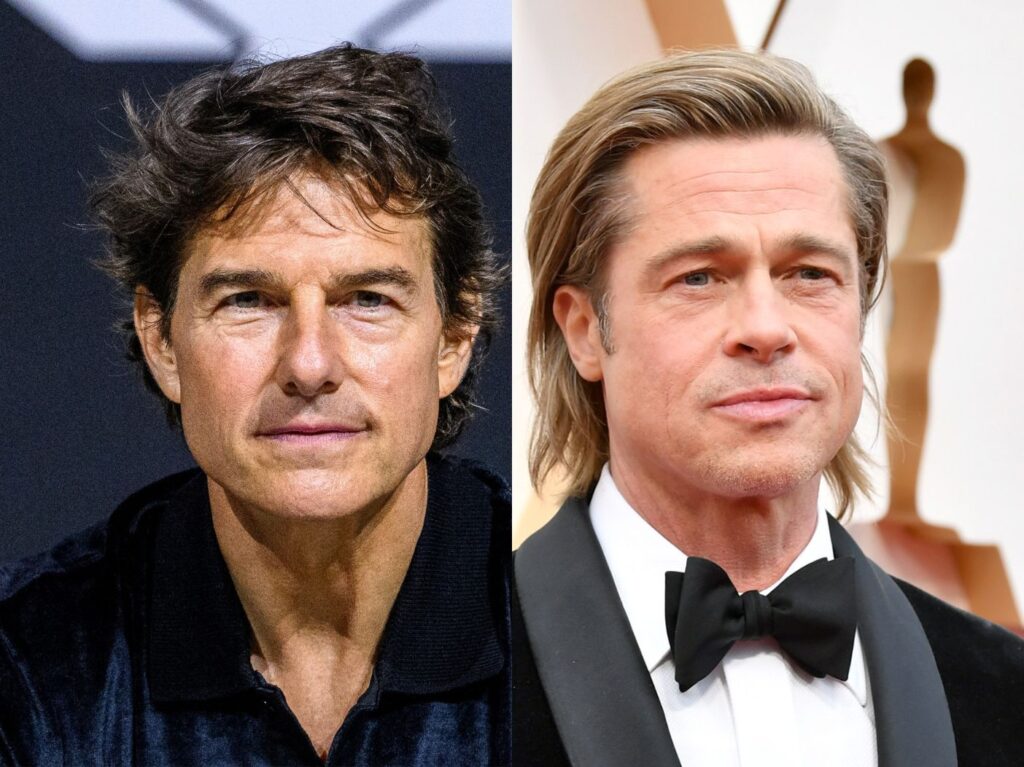 side by side closeups of Tom Cruise and Brad Pitt