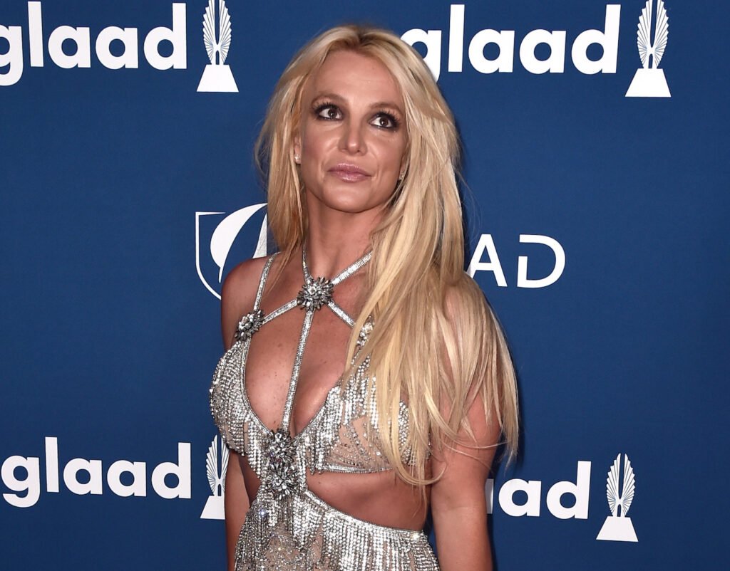 2018 photo of Britney Spears in a silver dress