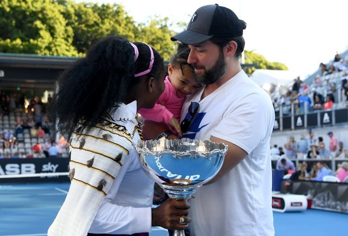 Serena Williams with daughter and husband