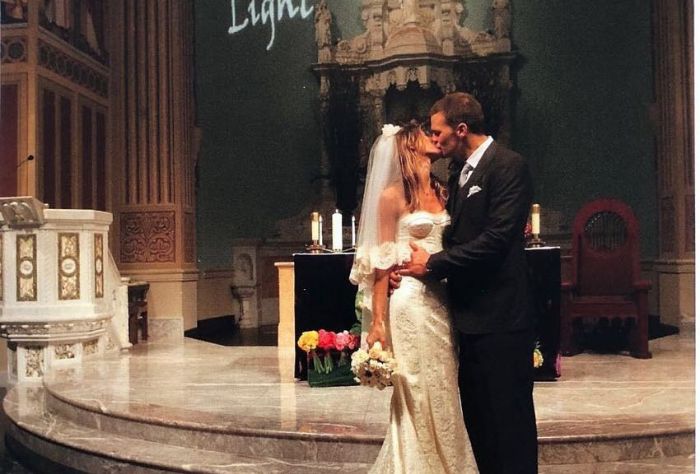 Gisele Bündchen and Tom Brady on their wedding day