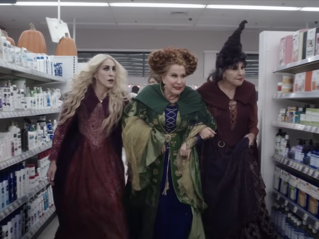 screenshot of the three witches from Hocus Pocus 2