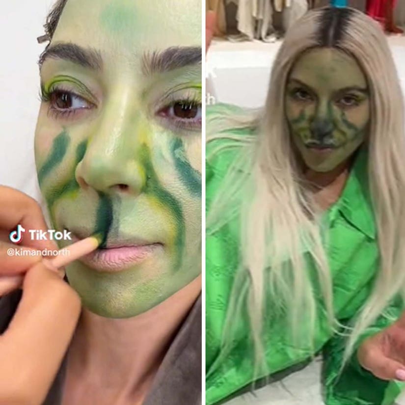 North West Gives Mom Kim Kardashian a Grinch Themed Makeover in Impressive TikTok Video