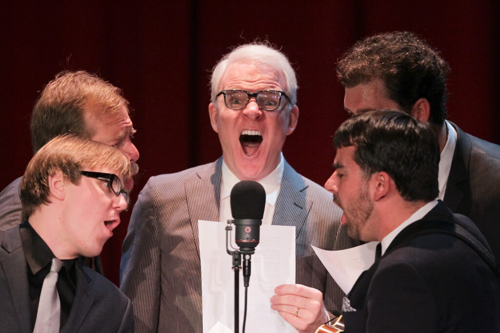 LOS ANGELES, CA - MAY 01: Steve Martin performs with Steep Canyon Rangers at The Largo at The Coronet on May 1, 2011 in Los Angeles, California.