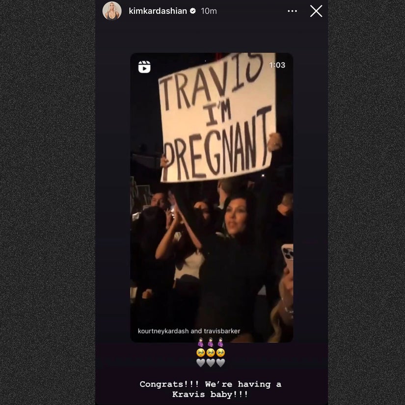 Kim Kardashian Congratulates Sister Kourtney & Travis Barker On Baby News