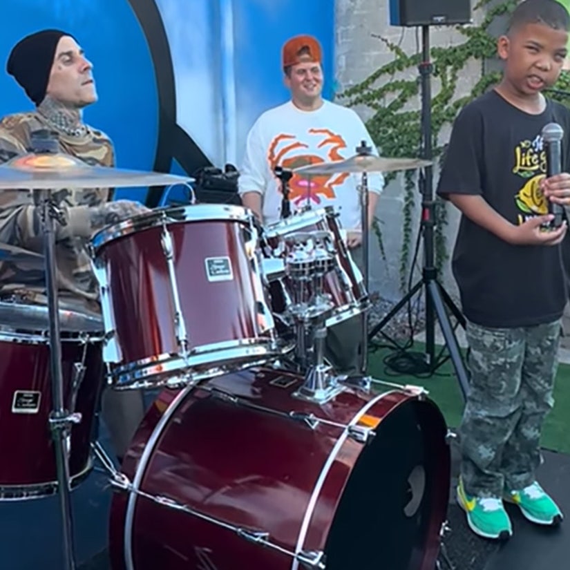 Travis Barker Makes Surprise Stop at 9-Year-Old Blind Drummer Grayson Roberts' Lemonade Stand